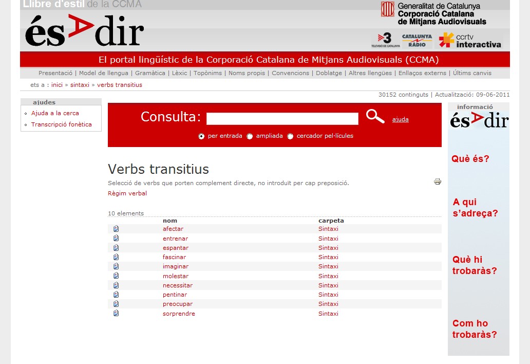 Verbs transitius | Recurso educativo 35089