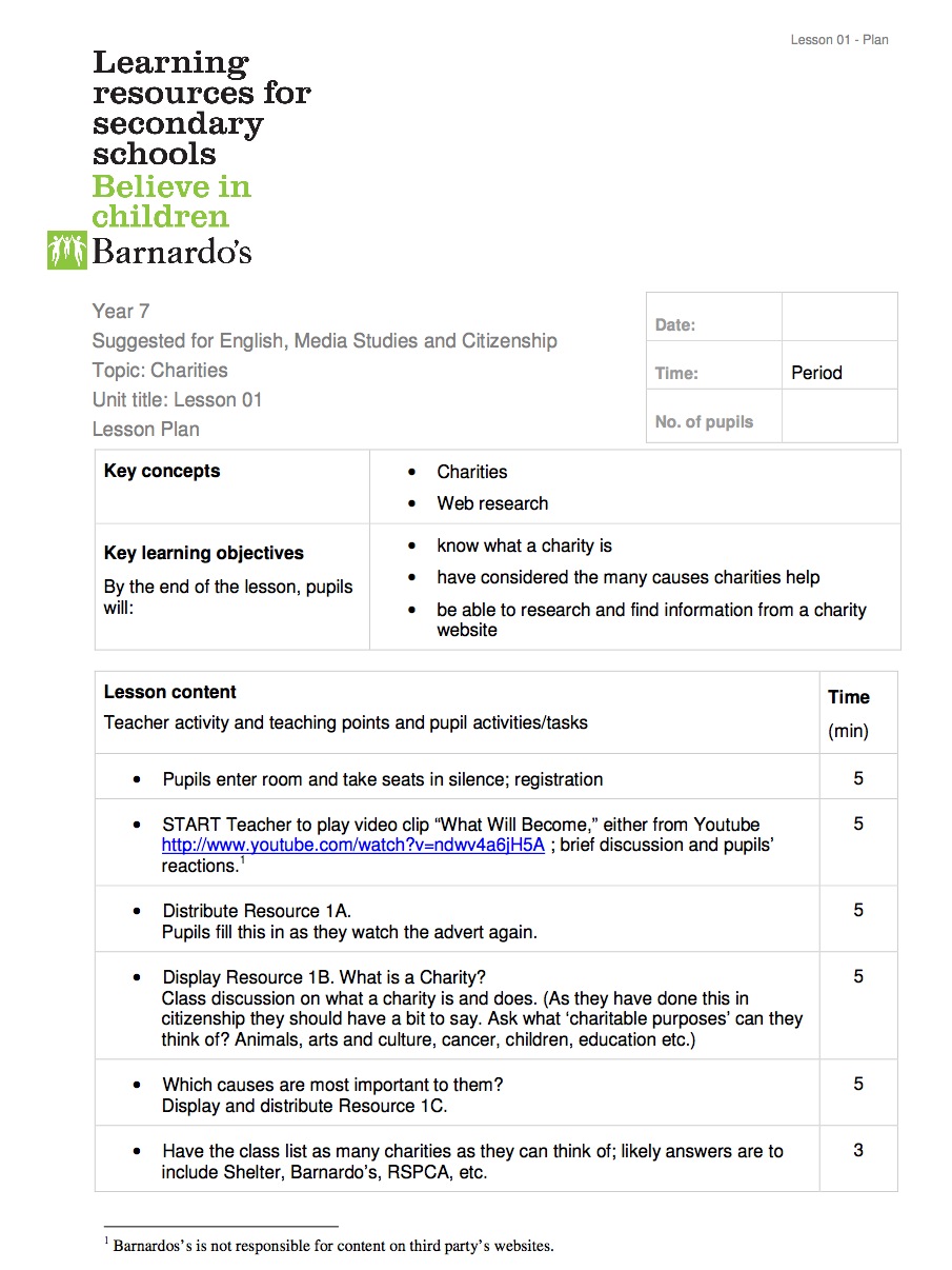 Lesson 1: Discover Barnardo's and the charity sector | Recurso educativo 39288