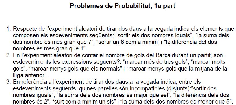 Problemes de probabilitat | Recurso educativo 46272